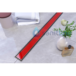 Odpływ liniowy Sanitline szklany model RED Glass 70 cm syfon niski 52 mm